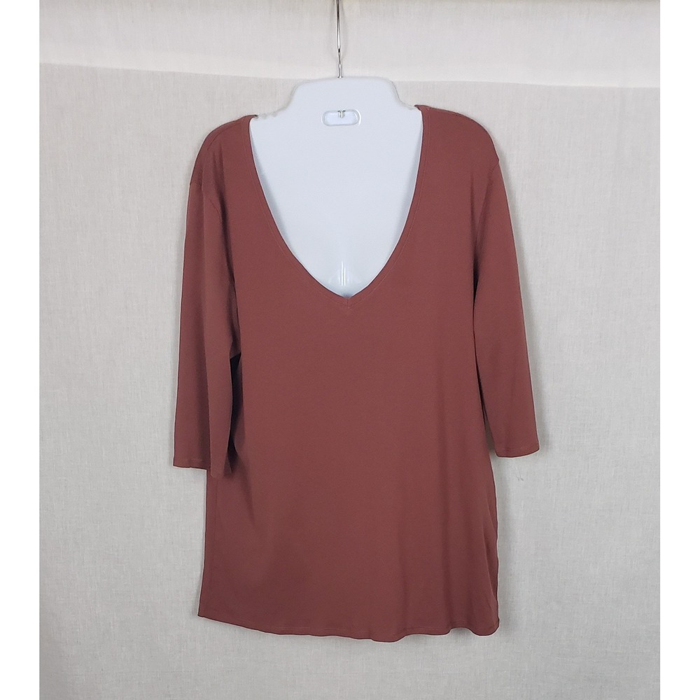 Eileen Fisher Terracotta Brown 100% Organic Cotton Top L Sustainable Earthy